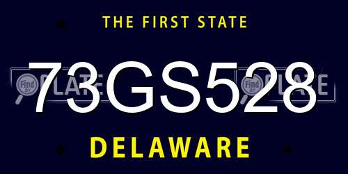 73GS528 Delaware License Plate