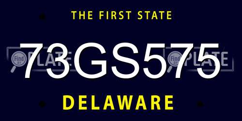 73GS575 Delaware License Plate