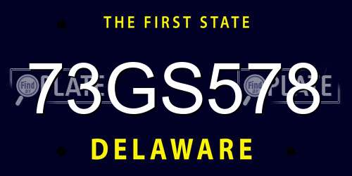73GS578 Delaware License Plate