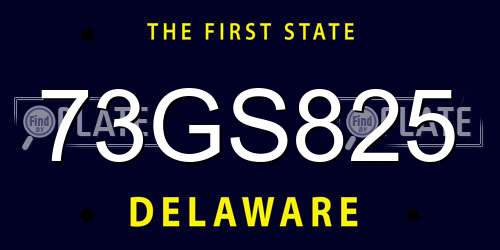 73GS825 Delaware License Plate