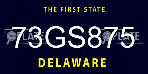 73GS875 Delaware License Plate