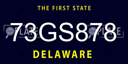 73GS878 Delaware License Plate