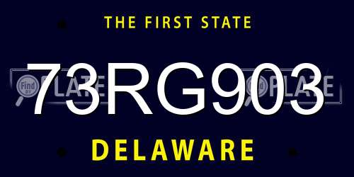 73RG903 Delaware License Plate