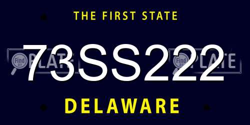 73SS222 Delaware License Plate