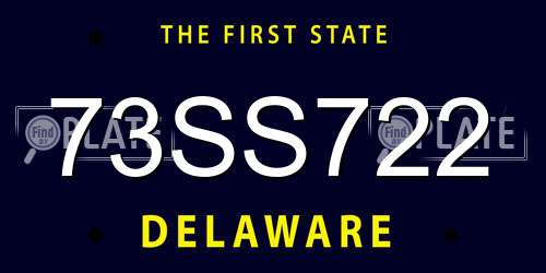 73SS722 Delaware License Plate