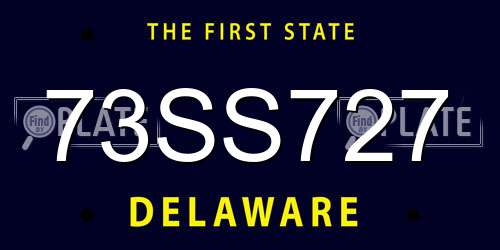 73SS727 Delaware License Plate
