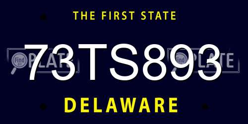 73TS893 Delaware License Plate