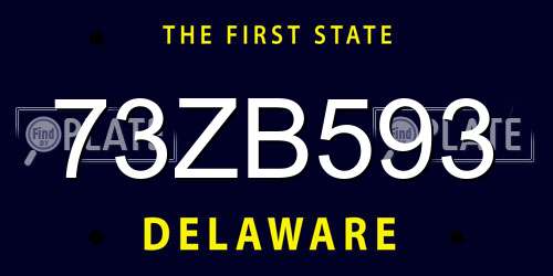 73ZB593 Delaware License Plate