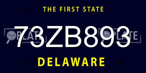 73ZB893 Delaware License Plate