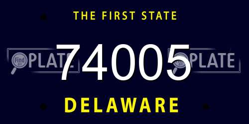74005 Delaware License Plate