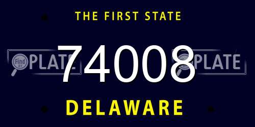 74008 Delaware License Plate