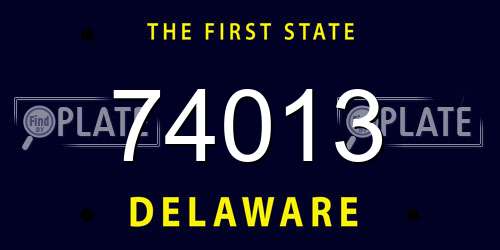 74013 Delaware License Plate