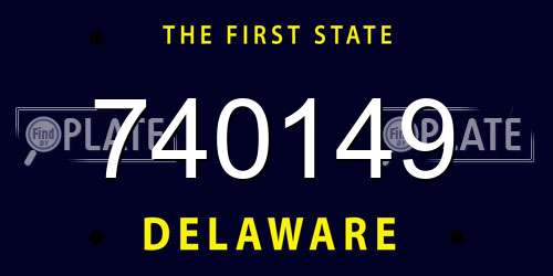 740149 Delaware License Plate