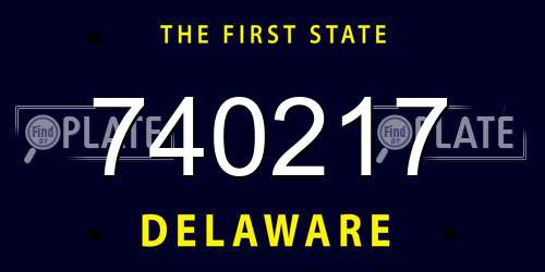 740217 Delaware License Plate