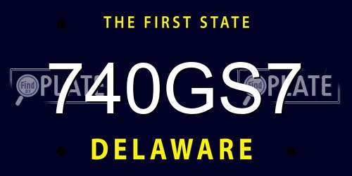 740GS7 Delaware License Plate