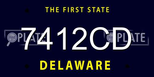 7412CD Delaware License Plate