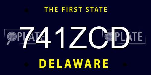 741ZCD Delaware License Plate