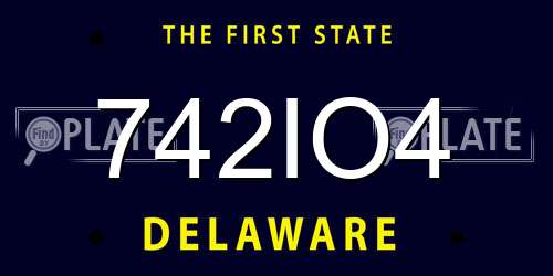 742IO4 Delaware License Plate