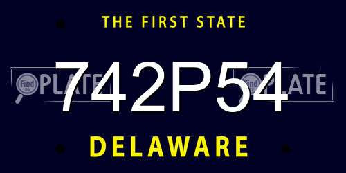 742P54 Delaware License Plate
