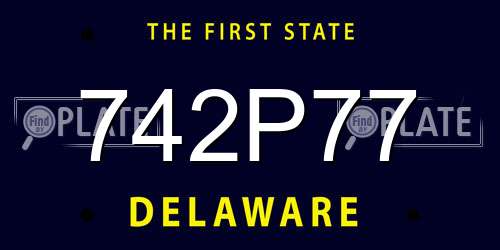 742P77 Delaware License Plate