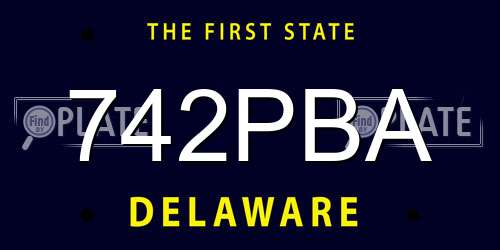 742PBA Delaware License Plate