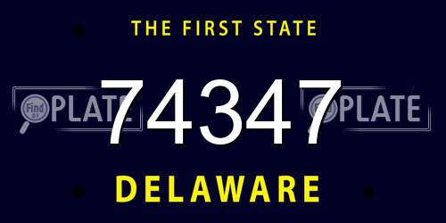 74347 Delaware License Plate