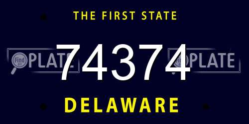 74374 Delaware License Plate