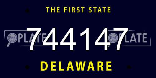 744147 Delaware License Plate