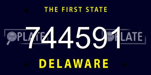 744591 Delaware License Plate