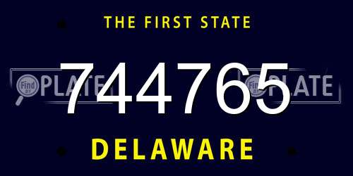 744765 Delaware License Plate
