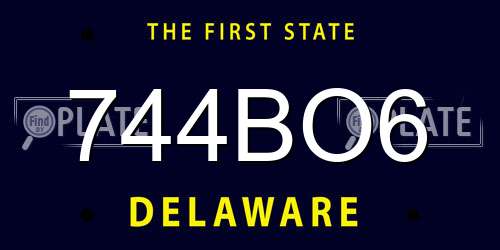 744BO6 Delaware License Plate