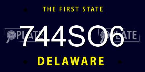 744SO6 Delaware License Plate