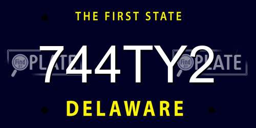 744TY2 Delaware License Plate