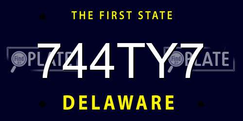 744TY7 Delaware License Plate