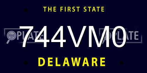 744VM0 Delaware License Plate