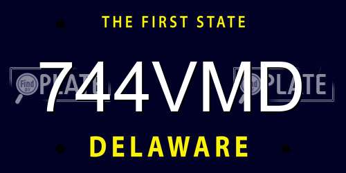744VMD Delaware License Plate