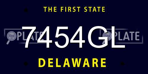 7454GL Delaware License Plate