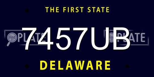 7457UB Delaware License Plate