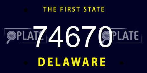 74670 Delaware License Plate