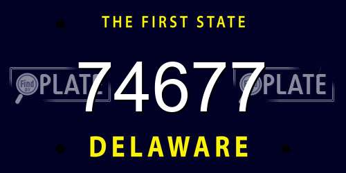 74677 Delaware License Plate