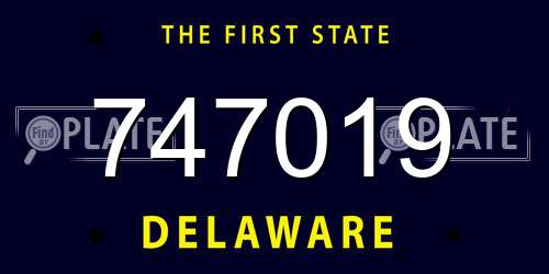 747019 Delaware License Plate