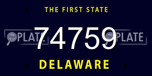 74759 Delaware License Plate