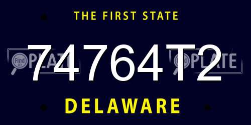 74764T2 Delaware License Plate