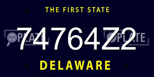 74764Z2 Delaware License Plate