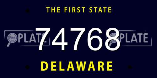 74768 Delaware License Plate