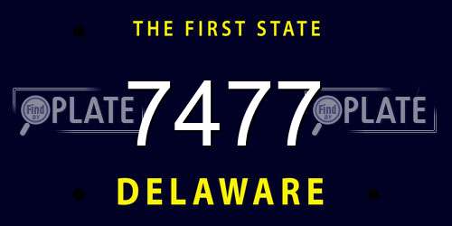 7477 Delaware License Plate