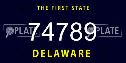 74789 Delaware License Plate