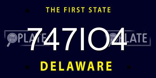 747IO4 Delaware License Plate