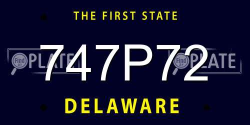 747P72 Delaware License Plate