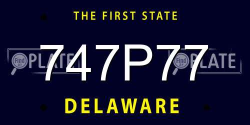 747P77 Delaware License Plate